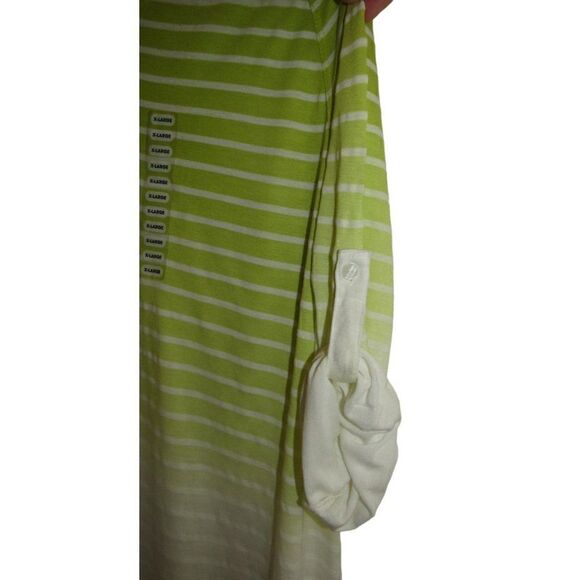 NWT Grace Elements Green & White Stripe Dip Dye Top XL - Picture 3 of 6